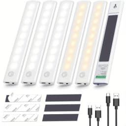Under Cabinet Lights 1/3/5/6pcs, Motion Sensor Rechargeable Battery Operated 2 Colors LED Light for Closet, Kitchen, Bathroom