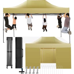 10x15 FT Pop Up Canopy Tent with Removable Sidewalls, Heavy Duty Foldable Ez Up Canopy,Frame Steel Waterproof UPF50+ Outdoor Instant Gazebo for Party Wedding Backyard Patio Event, Portable with Carry Bag & Sand Bags Windproof Commercial Shelter