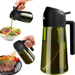 470ML/16oz Light-Blocking Dark Oil Sprayer for Cooking 2 in 1 Olive Oil Dispenser Bottle for Kitchen Dark Green Glass Oil Bottle