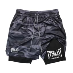 Men's compression gym shorts, EVERLAST printed sports pants, double layered, quick drying, basketball, muscle, fitness RL0365