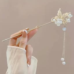 1/6pcs Elegant Chinese Style Tassel Hair Stick Traditional Floral Design Hairstyle Accessory Women Jewelry Hairpin Hairneedle