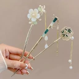 1/6pcs Elegant Chinese Style Tassel Hair Stick Traditional Floral Design Hairstyle Accessory Women Jewelry Hairpin Hairneedle