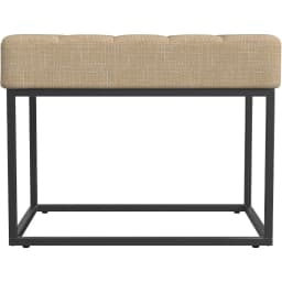 Theodore Channel Tufted Small Ottoman -Light Tan Textured Solid