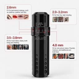 Mast Flip Complete Tattoo Kit Wireless Tattoo Machine with 7 Strokes 2.6-4.0mm 2 Batteries for Beginner Tattoo Kit