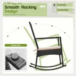 Flamaker Rocking Chair Outdoor PE Rattan Patio Chairs Glass Table High Back Porch Rocker for Balcony Garden Backyard (Beige)