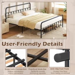 giantex king size metal platform bed frame, victorian style king platform bed with headboard & footboard, heavy duty mattress fo