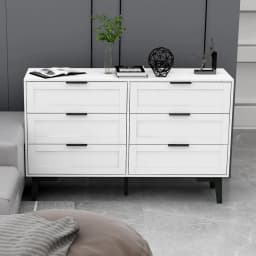 Exquisite 6 Drawer Dresser for Bedroom Modern White Chest of Drawers for Nursery Wood Dresser for Kids Horizontal Dressers & Che