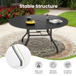 Outdoor Patio Dining Table, 47" Round Patio Table with 1.57" Umbrella Hole, Metal Tables for Patio, Graden, Backyard, Poolside