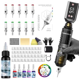 Tattoo Kit POSEIDON High Power Tattoo Pen Kit For Permanent Makeup Tattoo Machine Kit Black Tattoo Power Supply Tattoo Gun Kit