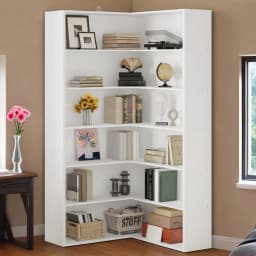 ANCTOR Corner Bookshelf with Baffles, Corner Bookcases 6 Tiers, Etagere Shelf Storage Rack for Living Room, Home Office