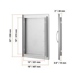 SucceBuy BBQ Access Door Stainless Steel Flush Mount Door Wall Vertical Door w/ Recessed Handle Grilling Station Outside Cabinet