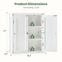 JHK 21 Inch Wall Mounted Cabinet With 2 Doors 3 Layer Medicine Wall Cabinet For Living Room Space Saver Storage Cabinet