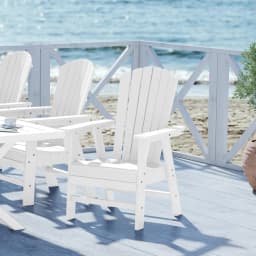 Shell-Back Adirondack Dining Chair Weather Resistant Wood Finish Outdoor Patio Use 1pc, Customized