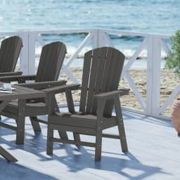 Shell-Back Adirondack Dining Chair Weather Resistant Wood Finish Outdoor Patio Use 1pc, Customized