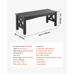 SucceBuy Outdoor Bench Wooden Metal Garden Bench for Outdoors 480 lbs Load Capacity Bench Outdoor Garden Park Bench
