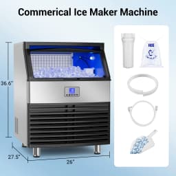 Commercial Ice Maker Machine 450LBS/24H Under Counter Ice Machine Upgrade Compressor 120LBS Storage Bin Freestanding Ice Maker