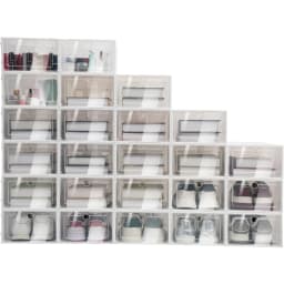 24 Pack Shoe Storage Boxes, Clear Plastic Stackable Shoe Organizer, Foldable Shoe Rack, Space-Saving Home & Office Organizatio