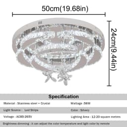 Crystal Ceiling Lamp Led Chandelier Modern Penadant Lighting Fixture For Living Dining Room Bedroom Decorate Lustre RC Dimmable