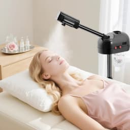 750ml Ozone Facial Steamer Height Adjustable Sprayer 360° Rotatable Movable Skin Care Equipment for Salon Beauty Spa White/Black