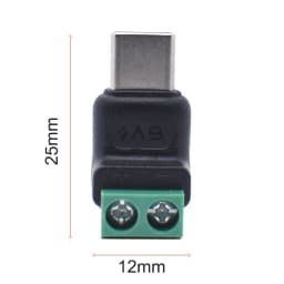 5PCS TypeC to 2 Pin Adapter No Solder Quick Connect Green Terminal for Charging Cable Phone Power Bank DIY Electronics Connector