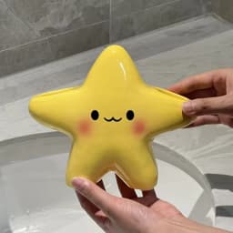 Cute Star-Shaped Toothbrush Holder Freestanding Bathroom Organizer with Cute Face Design, Space-Saving Toothbrush & Toothpaste