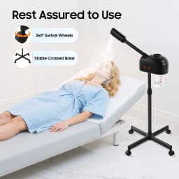 800w Facial Steamer 360° Skin Care Equipment Steamer Black Floor Standing Warm Steam Machine for Salon Beauty Spa Shop