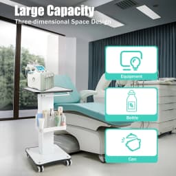 Beauty Trolley Cart for Salon, 33lbs Load Capacity, 4 Lockable Silent 360° Wheels, Multifunctional Beauty Trolley with Tray