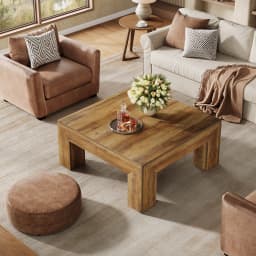 Tribesigns 39.4-Inch Square Coffee Table for Living Room, Farmhouse All MDF Accent Center Cocktail Table with Sturdy Wooden Legs