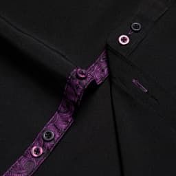 Men's Casual Long Sleeve Shirt with Inner Paisley Contrast Pattern Elegant Turn Down Collar Dress Shirt for Business Date Tops