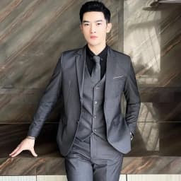 Suit (Blazer+ Vest + Pants) Men's Fashion Casual Outdoor Gentleman Business Wedding Formal Dress British Style Wedding Suit