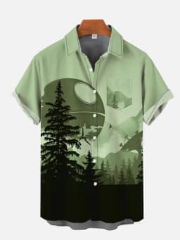 Men's Cyber Style Shirt Future Technology Print Lapel Collar Short Sleeve XS-5XL Street Ready