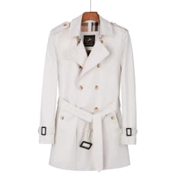 Windbreaker men's Double breasted medium and long length black British tough thickened wool liner new fashion trench coat