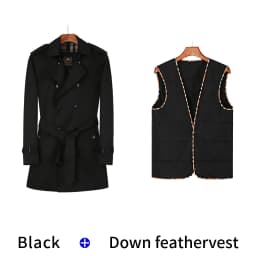 Windbreaker men's Double breasted medium and long length black British tough thickened wool liner new fashion trench coat