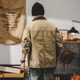 2024 autumn and winter American retro overalls male color contrast loose fashion brand casual jacket
