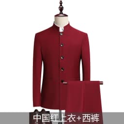 Suit (Blazer+ Pants) Men's Fashion Gentleman Business Outdoor Standing Collar Gentleman Wedding Work Slim Casual MAO Suit