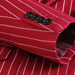 Fashion Men Double Breasted Striped Suit 2 Piece Black / Wine Red Homme Business Social Wedding Party Blazers and Trousers