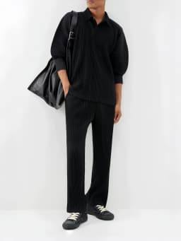 Miyake Pleated Men Trousers Baggy Straight Pants Fashion Casual Pants Japanese Style Miyake Pleated Pants
