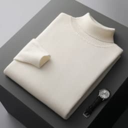 Autumn and winter new 100% pure merino wool pullover men's turtleneck cashmere sweater thickened warm loose solid color top