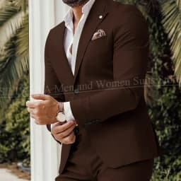 Four Seasons Men's Beige Suits Classic Style Peaked Collar Single Breasted Clothing Trouser Coat for Wedding Party Costume Homme