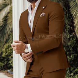 Four Seasons Men's Beige Suits Classic Style Peaked Collar Single Breasted Clothing Trouser Coat for Wedding Party Costume Homme