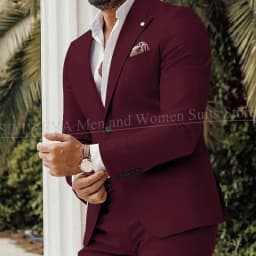 Four Seasons Men's Beige Suits Classic Style Peaked Collar Single Breasted Clothing Trouser Coat for Wedding Party Costume Homme