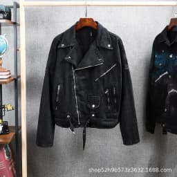Coat Men Denim Coats Turn Down Collar Jackets Zipper Full Sleeve Vintage Washed Diatressed Y2k Streetwear Casual Spliced Jacket