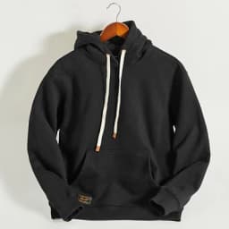 Autumn Winter American Retro Hooded Kangaroo Pocket Sweatershirts Men's Fashion Loose Casual Heavyweight Velvet Pullover Hoodies