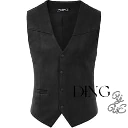 Men's suede leather suit vest casual western vest V-neck snap button placket sleeveless jacket