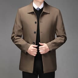 2025 High-quality Middle-aged Men's Jacket Loose Casual Spring and Autumn Clothing Middle-aged Dad Coat Single-row Button Jacket
