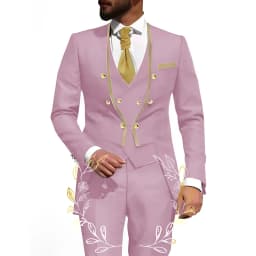 White Men Suits 3 Piece Jacket Pants Vest Male Clothing Tailcoat No Lapel Wedding Tuxedos Outfits Custom Made Clothing