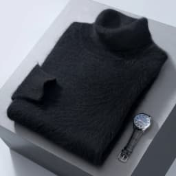 100% Mink Cashmere Sweater Men's Autumn Winter Thick Loose Warm Sweater High Collar Casual Business Pullover Knitted Sweater New