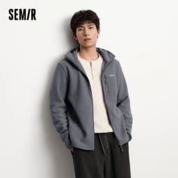 Semir Jacket Men Anti-Static Fleece Knit 2025 Winter New Hooded Top Patchwork Outdoor Trendy Men's Clothing