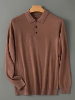 Spring Autumn Men Shirt Merino Worsted Wool Knitted Pullover Long Sleeve Polo-Collar Clothing Tops Smart Casual Thin Outerwears