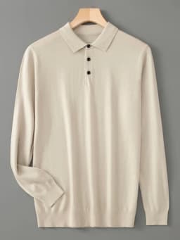 Spring Autumn Men Shirt Merino Worsted Wool Knitted Pullover Long Sleeve Polo-Collar Clothing Tops Smart Casual Thin Outerwears